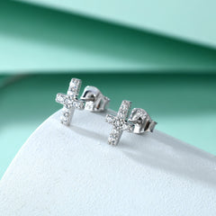 S925 Silver Cross Stud Earrings
