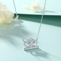 S925 Silver Crown Heart Zircon Necklace
