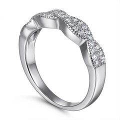 925 Silver Double Row Crossover Ring