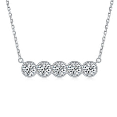 S925 Silver Round Channel-Set Zircon Necklace