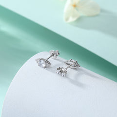 S925 Square Prong Earrings - CZ Diamond Studs