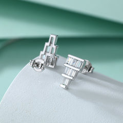 S925 Silver T-Crystal Stud Earrings