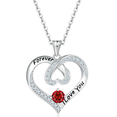 S925 Silver Letter Sapphire Heart Necklace