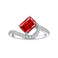 925 Silver 1.5ct Square Flame Ice Ring