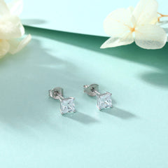 925 Silver Solitaire Square Studs