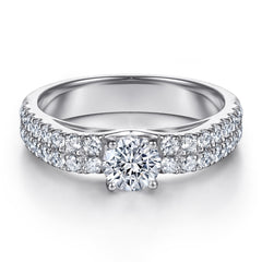 925 Silver Diamond Zircon Necklace Double Row Ring Earrings