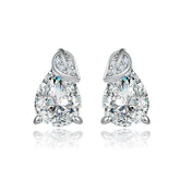 S925 Silver Pear Leaf Studs