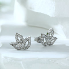 S925 Clover Leaf Earrings - CZ Silver Jewelry