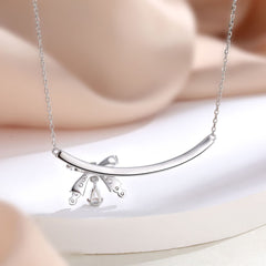 S925 Silver Bow Teardrop Necklace