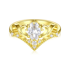 925 Silver Gold Plated Crown Ring
