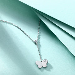 S925 Silver Butterfly Tassel Necklace