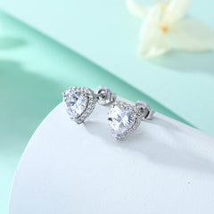 Gemstone Heart S925 Silver Stud Earrings
