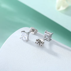925 Silver Solitaire Square Studs