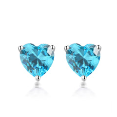 S925 Zodiac Heart Earrings - Birthstone CZ Studs