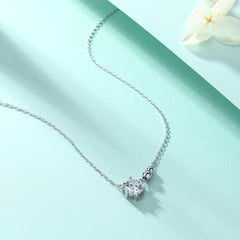 S925 Silver 1ct Zircon Solitaire Necklace
