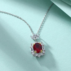 S925 Silver Ruby Garnet Pendant Necklace