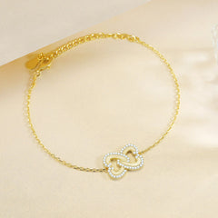 S925 Silver Linked Hearts Bracelet - Valentine's Jewelry