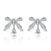 S925 Bow Earrings - Luxe Silver Drops