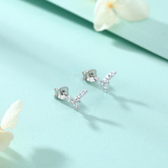 925 Silver Crystal Flower Earrings