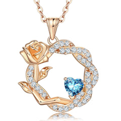 S925 Silver Rose Gemstone Pendant Necklace