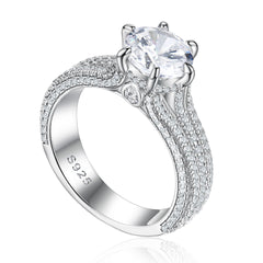 925 Silver 2ct Six-Prong Micro-Pavé Ring