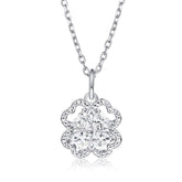 S925 Silver Bow & Heart Pendant Necklace