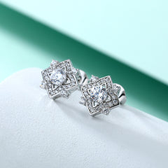 S925 Silver Floral Clover Studs