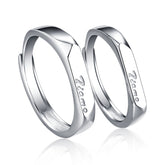 S925 Ti Amo Couple Rings - Adjustable Silver Bands