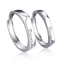 S925 Ti Amo Couple Rings - Adjustable Silver Bands