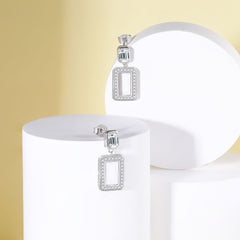 S925 Silver Square Cutout Earrings