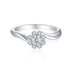 925 Silver Twist Band Cubic Zirconia Ring