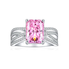925 Silver 4ct Square Flame Ice Ring