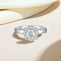 925 Silver Sunflower Statement Ring