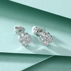 S925 Silver Clover Zircon Stud Earrings