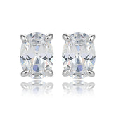 S925 Oval CZ Earrings - Minimalist Silver Studs