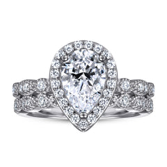 925 Silver Teardrop Ring Set Beating Heart Necklace Earrings