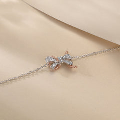 S925 CZ Bow Bracelet - Luxe Silver Jewelry