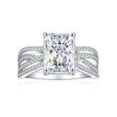925 Silver 4ct Square Flame Ice Ring
