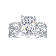 925 Silver 4ct Square Flame Ice Ring