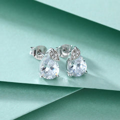 S925 Silver Pear Leaf Studs