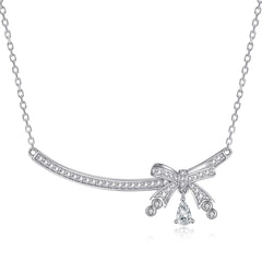 S925 Silver Bow Teardrop Necklace