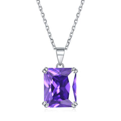 S925 Silver Rectangular Zircon Necklace