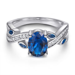 925 Silver Blue Sapphire Wedding Band