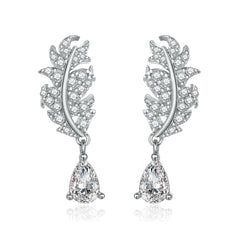 S925 Silver Leaf Drop Earrings