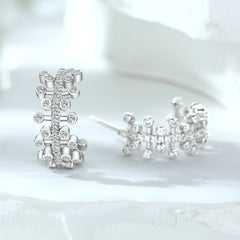 925 Silver Half-Hoop Leaf Design