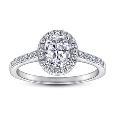 S925 Oval CZ Engagement Ring - Cartier Style