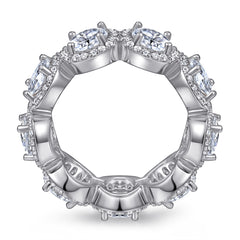 Tiffany Style CZ Ring - 925 Silver Full Eternity