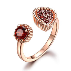 925 Silver Ruby Open Adjustable Ring