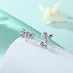 925 Silver Leaf Zirconia Earrings