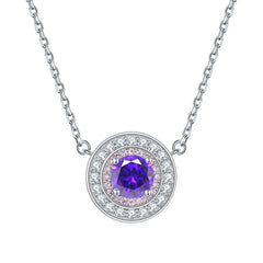 S925 Silver Color Gemstone Circle Necklace